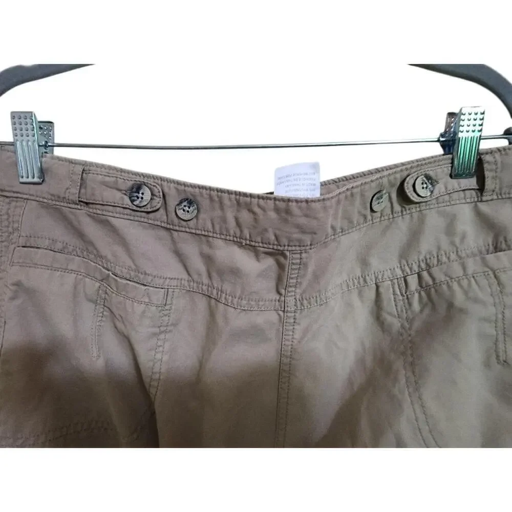 Women's Woolrich Khaki Capri Hiking Pants Size 10 Adjustable Waist